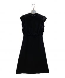 BORDERS at BALCONY（ボーダーズアットバルコニー）の古着「BALLOON FRILL SLEEVE DRESS」｜ブラック