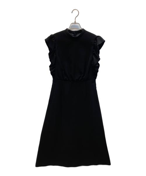 BORDERS at BALCONY（ボーダーズアットバルコニー）BORDERS at BALCONY (ボーダーズアットバルコニー) BALLOON FRILL SLEEVE DRESS ブラック サイズ:36の古着・服飾アイテム