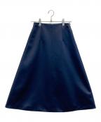 BORDERS at BALCONYボーダーズアットバルコニー）の古着「SATIN FLARE SKIR」｜ネイビー