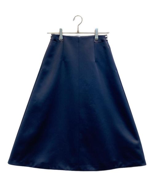 BORDERS at BALCONY（ボーダーズアットバルコニー）BORDERS at BALCONY (ボーダーズアットバルコニー) SATIN FLARE SKIR ネイビー サイズ:36 未使用品の古着・服飾アイテム
