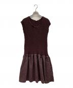 me ISSEY MIYAKEミーイッセイ ミヤケ）の古着「カリフラワー異素材ドッキングワンピース」｜ブラウン