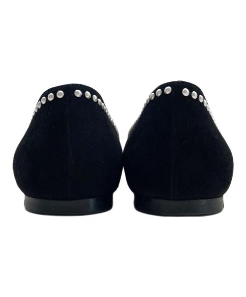 JIMMY CHOO（ジミーチュウ）JIMMY CHOO (ジミーチュウ) パール付フラットパンプス ブラック サイズ:34 1/2の古着・服飾アイテム