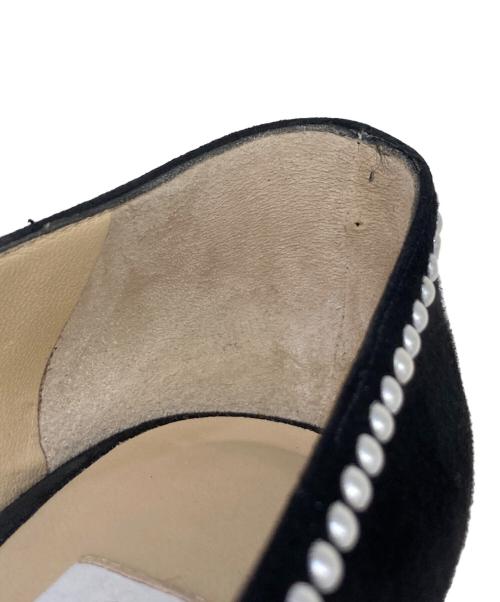 JIMMY CHOO（ジミーチュウ）JIMMY CHOO (ジミーチュウ) パール付フラットパンプス ブラック サイズ:34 1/2の古着・服飾アイテム