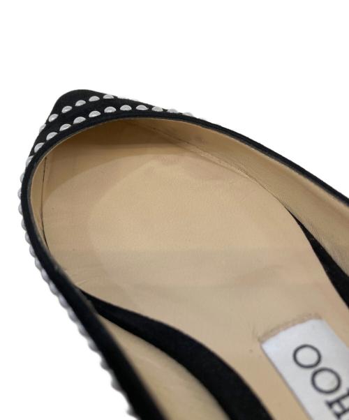 JIMMY CHOO（ジミーチュウ）JIMMY CHOO (ジミーチュウ) パール付フラットパンプス ブラック サイズ:34 1/2の古着・服飾アイテム
