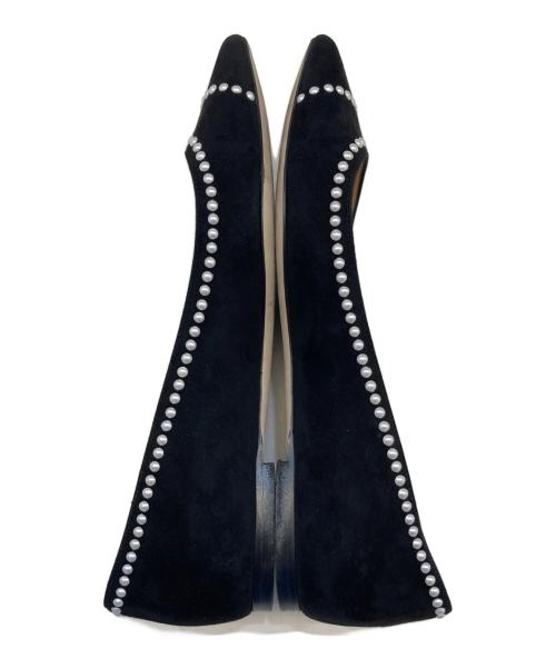 JIMMY CHOO（ジミーチュウ）JIMMY CHOO (ジミーチュウ) パール付フラットパンプス ブラック サイズ:34 1/2の古着・服飾アイテム