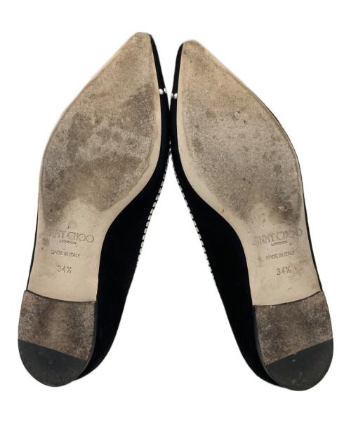 JIMMY CHOO（ジミーチュウ）JIMMY CHOO (ジミーチュウ) パール付フラットパンプス ブラック サイズ:34 1/2の古着・服飾アイテム