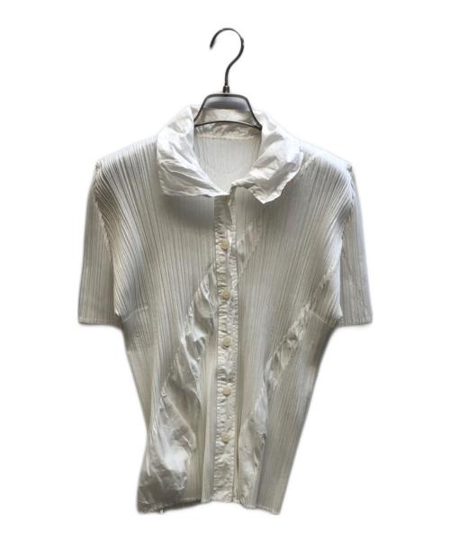 PLEATS PLEASE（プリーツプリーズ）PLEATS PLEASE (プリーツプリーズ) 半袖プリーツブラウス ホワイト サイズ:3の古着・服飾アイテム