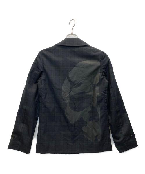 COMME des GARCONS HOMME PLUS（コムデギャルソンオムプリュス）COMME des GARCONS HOMME PLUS (コムデギャルソンオムプリュス) スカルプリントチェックジャケット ネイビー×グリーン サイズ:Sの古着・服飾アイテム