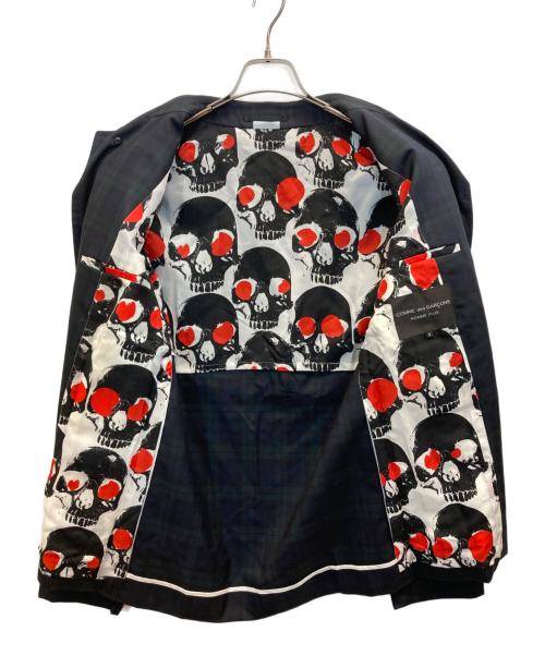 COMME des GARCONS HOMME PLUS（コムデギャルソンオムプリュス）COMME des GARCONS HOMME PLUS (コムデギャルソンオムプリュス) スカルプリントチェックジャケット ネイビー×グリーン サイズ:Sの古着・服飾アイテム