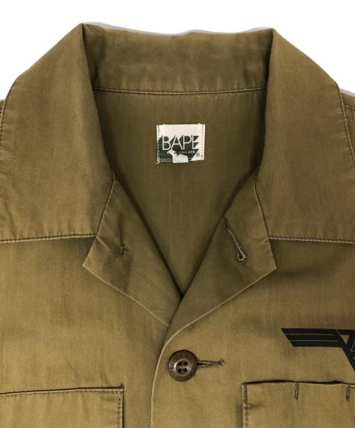 A BATHING APE（ア ベイシング エイプ）A BATHING APE (ア ベイシング エイプ) オープンカラーシャツ オリーブ サイズ:Mの古着・服飾アイテム
