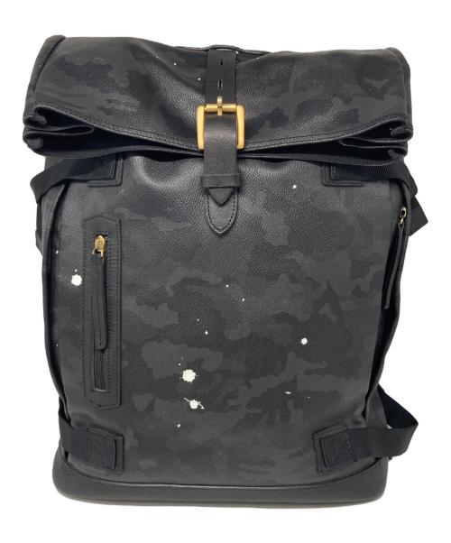 Gentil Bandit（ジャンティバンティ）Gentil Bandit (ジャンティバンティ) ペイント加工レザーバックパック ブラックの古着・服飾アイテム