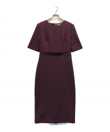 ted baker（テッドベーカー）の古着「フリルウエストディープパープルブルゴーニュペンシルドレス」｜レッド