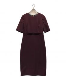 ted baker（テッドベーカー）の古着「フリル ウエスト ディープパープル ブルゴーニュ ペンシルドレス」｜レッド