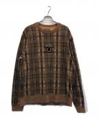 FRED PERRYフレッドペリー）の古着「SHIELD CHECKED SWEATSHIRT」｜ブラウン