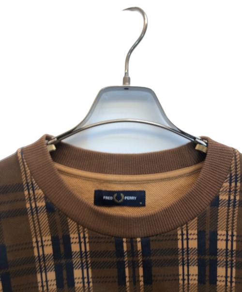 FRED PERRY（フレッドペリー）FRED PERRY (フレッドペリー) SHIELD CHECKED SWEATSHIRT ブラウン サイズ:Mの古着・服飾アイテム