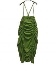Ameri（アメリ）の古着「VERTICAL GATHER SUSPENDER SKIRT」｜グリーン