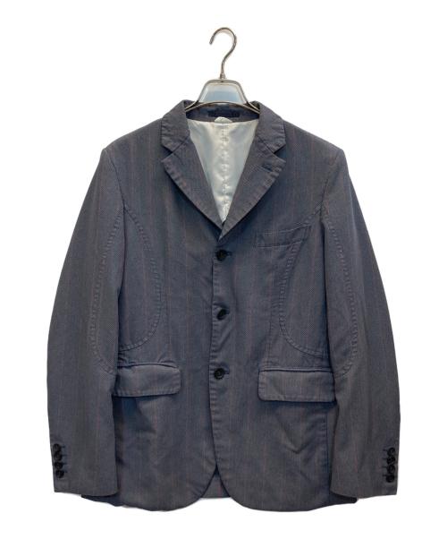 COMME des GARCONS HOMME DEUX（コムデギャルソン オム ドゥ）COMME des GARCONS HOMME DEUX (コムデギャルソン オム ドゥ) 25SS ポリ縮ストライプテーラードジャケット グレー サイズ:Ⅿの古着・服飾アイテム