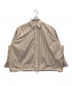 Spick and Spanスピック＆スパン）の古着「CO/PEストライプヘムギャザーシャツ」｜ブラウン