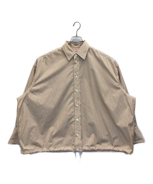 Spick and Span（スピック＆スパン）Spick and Span (スピックアンドスパン) CO/PEストライプヘムギャザーシャツ ブラウン サイズ:-の古着・服飾アイテム