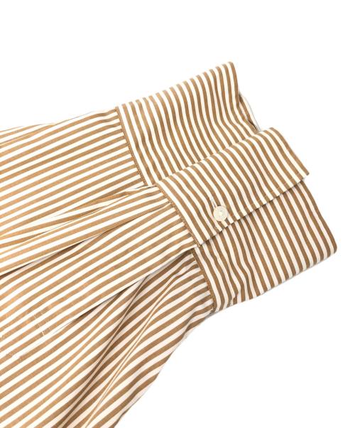 Spick and Span（スピック＆スパン）Spick and Span (スピックアンドスパン) CO/PEストライプヘムギャザーシャツ ブラウン サイズ:-の古着・服飾アイテム