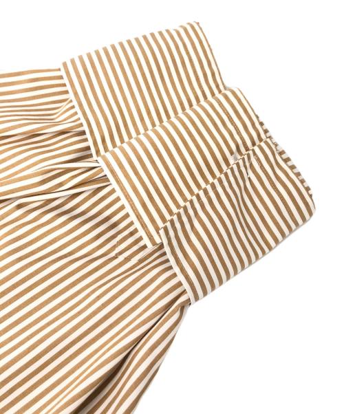 Spick and Span（スピック＆スパン）Spick and Span (スピックアンドスパン) CO/PEストライプヘムギャザーシャツ ブラウン サイズ:-の古着・服飾アイテム