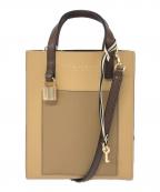 MARC JACOBSマークジェイコブズ）の古着「マイクログラインドレザー クロスボディバッグ」｜ブラウン×ベージュ