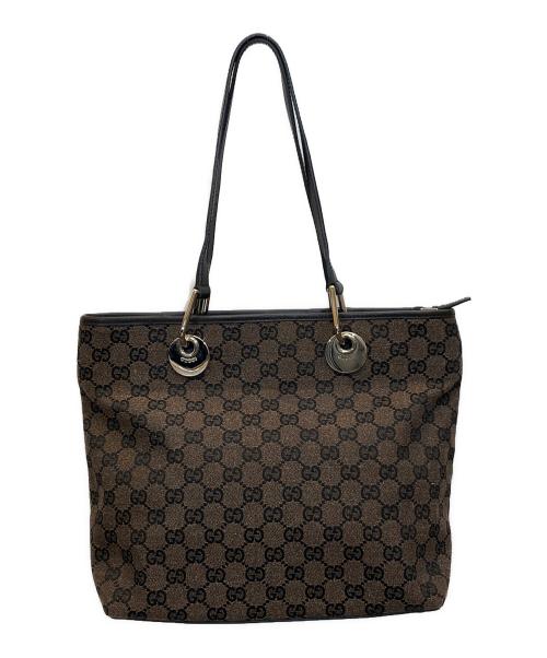 GUCCI（グッチ）GUCCI (グッチ) GGキャンバストートバッグ ブラウンの古着・服飾アイテム