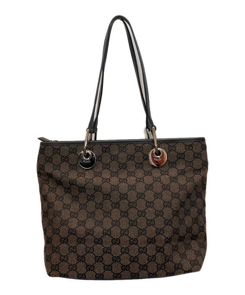 GUCCI（グッチ）GUCCI (グッチ) GGキャンバストートバッグ ブラウンの古着・服飾アイテム