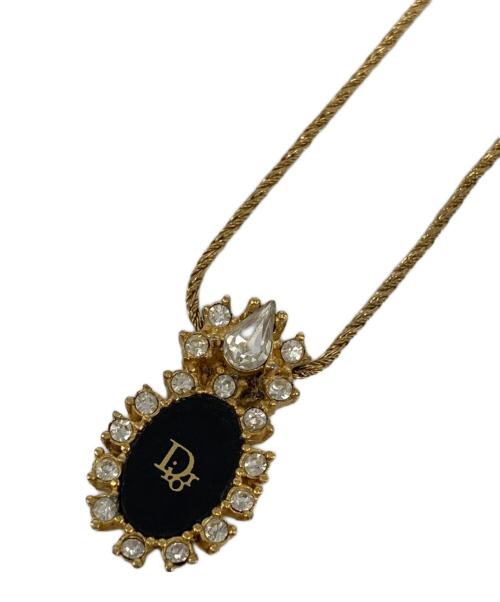 Christian Dior（クリスチャン ディオール）Christian Dior (クリスチャン ディオール) ラインストーンロゴネックレス ゴールドカラーの古着・服飾アイテム