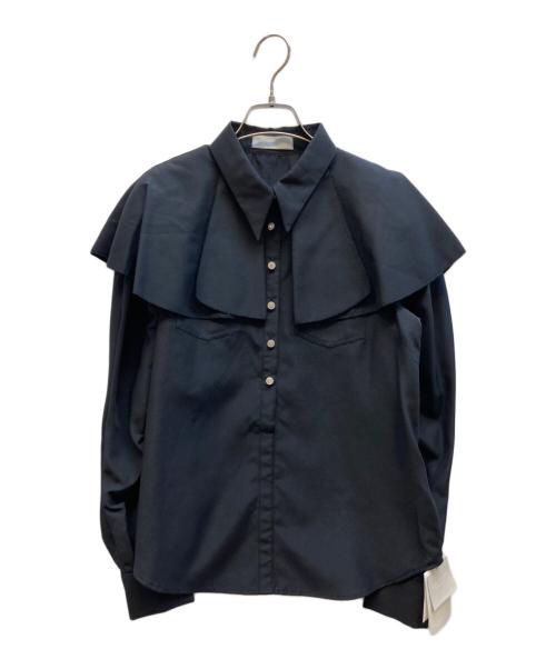 CELFORD（セルフォード）CELFORD (セルフォード) ビジュー釦フリルデザインブラウス ネイビー サイズ:38の古着・服飾アイテム