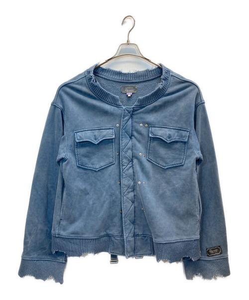 Deny umamiism（ウマミズム）Deny umamiism (ウマミズム) used加工ボンバージャケット ブルー サイズ:Sの古着・服飾アイテム