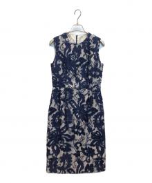 GRACE CONTINENTAL（グレースコンチネンタル）の古着「フラワーレースノースリーブドレスワンピース」｜ネイビー