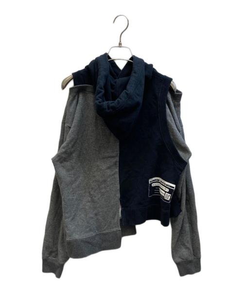 Maison MIHARA YASUHIRO（メゾン ミハラ ヤスヒロ）Maison MIHARA YASUHIRO (メゾン ミハラ ヤスヒロ) ドッキングパーカー ブラック×グレー サイズ:Fの古着・服飾アイテム