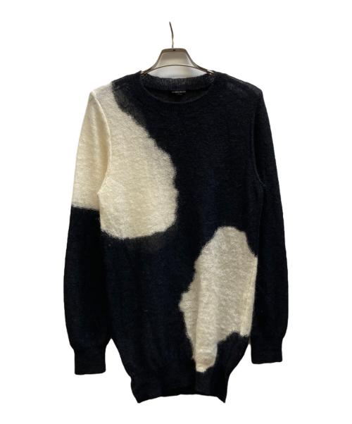 ANN DEMEULEMEESTER（アンドゥムルメステール）ANN DEMEULEMEESTER (アンドゥムルメステール) ツートンクルーネックモヘヤニット/AM02024006256 ホワイト×ブラック サイズ:Mの古着・服飾アイテム