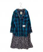 Maison MIHARA YASUHIROメゾン ミハラ ヤスヒロ）の古着「コンビチェックシャツワンピース」｜ブルー