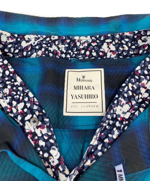 Maison MIHARA YASUHIRO（メゾン ミハラ ヤスヒロ）Maison MIHARA YASUHIRO (メゾン ミハラ ヤスヒロ) コンビチェックシャツワンピース ブルー サイズ:36の古着・服飾アイテム