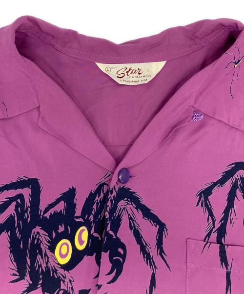 Star OF HOLLYWOOD（スターオブハリウッド）Star OF HOLLYWOOD (スターオブハリウッド) HIGH DENSITY RAYON OPEN SHIRT パープル サイズ:Lの古着・服飾アイテム