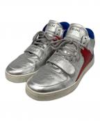 CELINEセリーヌ）の古着「ベルクロストラップ ミッドスニーカー」｜シルバー