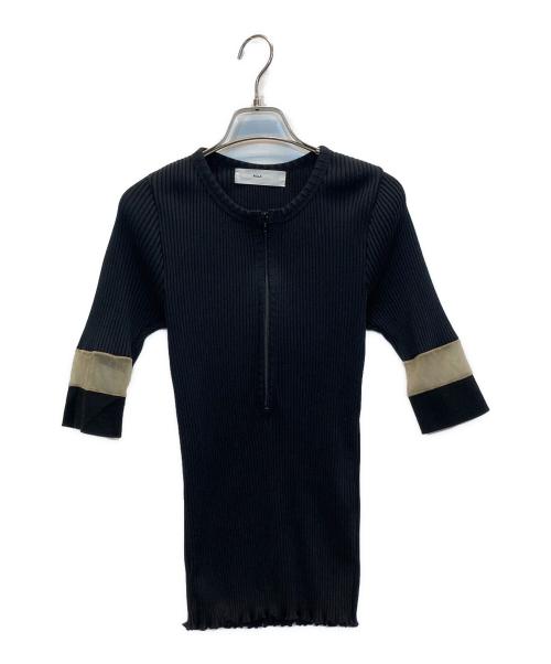 TOGA PULLA（トーガ プルラ）TOGA PULLA (トーガ プルラ) Teleco short sleevesハーフジップリブカットソー ブラック サイズ:38の古着・服飾アイテム
