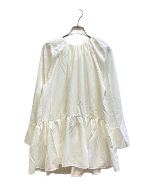 VERMEIL par iena（ヴェルメイユ パー イエナ）VERMEIL par iena (ヴェルメイユ パー イエナ) スパンマイクロピーチギャザーブラウス ホワイト サイズ:Fの古着・服飾アイテム