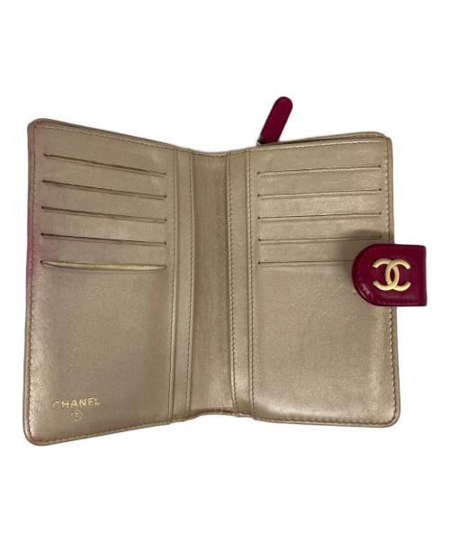 CHANEL（シャネル）CHANEL (シャネル) カメリア2つ折り財布 ピンクの古着・服飾アイテム