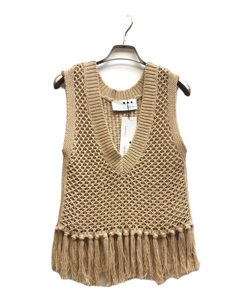 THREE DOTS（スリードッツ）THREE DOTS (スリードッツ) Lace fringe vest ベージュ サイズ:S 未使用品の古着・服飾アイテム