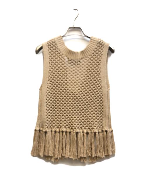 THREE DOTS（スリードッツ）THREE DOTS (スリードッツ) Lace fringe vest ベージュ サイズ:S 未使用品の古着・服飾アイテム