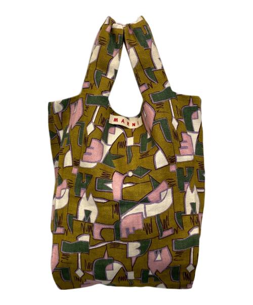 MARNI（マルニ）MARNI (マルニ) 幾何学キャンバストートバッグ カーキの古着・服飾アイテム