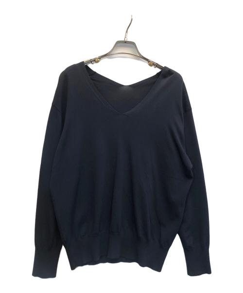 icB（アイシービー）icB (アイシービー) シンセティックハイゲージ Vネックプルオーバー ネイビー サイズ:Sの古着・服飾アイテム