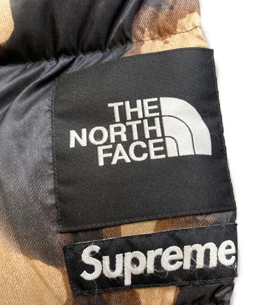 THE NORTH FACE（ザ ノース フェイス）THE NORTH FACE (ザ ノース フェイス) Supreme (シュプリーム) Bleached Denim Print Nuptse Jacket ブラック×ブラウン サイズ:Ｍの古着・服飾アイテム
