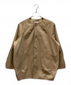 rosy monsterロージーモンスター）の古着「マルギンガムノーカラーコート」｜ベージュ