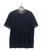 ESTNATIONエストネーション）の古着「コンビネーションリブカットソー」｜ネイビー