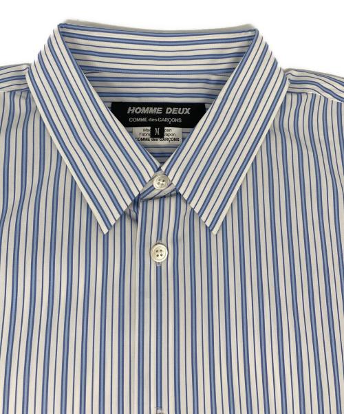 COMME des GARCONS HOMME DEUX（コムデギャルソン オム ドゥ）COMME des GARCONS HOMME DEUX (コムデギャルソン オム ドゥ) S/Sレギュラーカラーストライプシャツ ネイビー サイズ:Mの古着・服飾アイテム