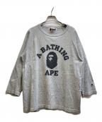 A BATHING APE×Championア ベイシング エイプ×チャンピオン）の古着「T1011 ラグランスリーブカットソー」｜グレー